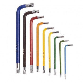 SHOPRO Jeu de clés hexagonales à bout sphérique Torx Long Code couleurs - 9 pièces